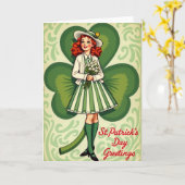 Striped Skirt St Patricks Day Card Kaart (Gele Bloem)