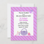 Striped Spa and Makeup Birthday Invitation Kaart (Voorkant)