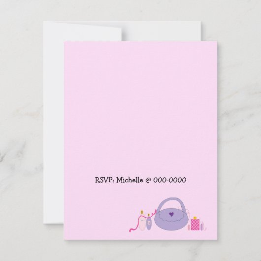 Striped Spa and Makeup Birthday Invitation Kaart (Achterkant)