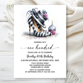 Striped Stiletto Shoes 100th Birthday Kaart