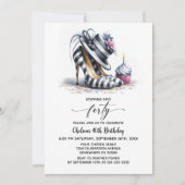 Striped Stiletto Shoes 40th Birthday Kaart (Voorkant)
