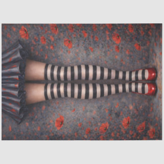 Striped Stockings Red Heels Decoupage Paper Tissuepapier