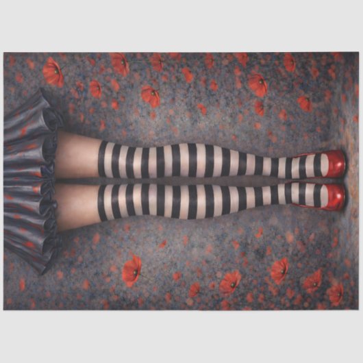 Striped Stockings Red Heels Decoupage Paper Tissuepapier (Voorkant)