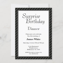 Striped Surprise 60th Birthday Dinner Invitation Kaart