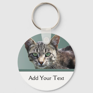 Striped Tabby met groene ogen Sleutelhanger
