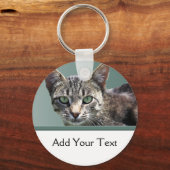 Striped Tabby met groene ogen Sleutelhanger (Voorkant)