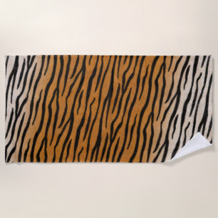 Striped Tiger Fur Realistic Exotic Animal Print Strandlaken