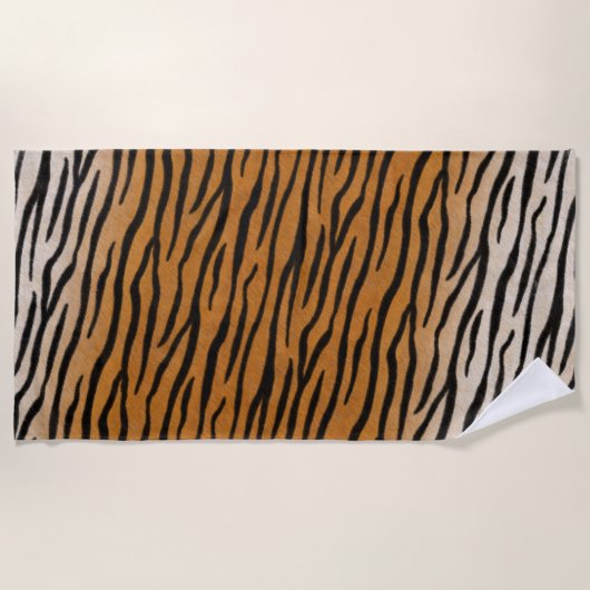 Striped Tiger Fur Realistic Exotic Animal Print Strandlaken (Voorkant)