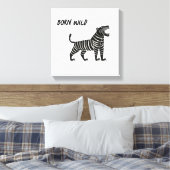 Striped Tiger Illustration – Minimalist Folk Anima Canvas Afdruk (Insitu (Slaapkamer))