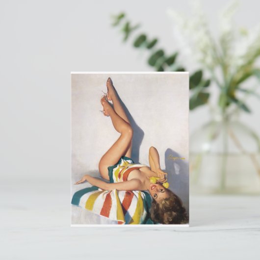 Striped Towel Pin Up Briefkaart (Staand voorkant)