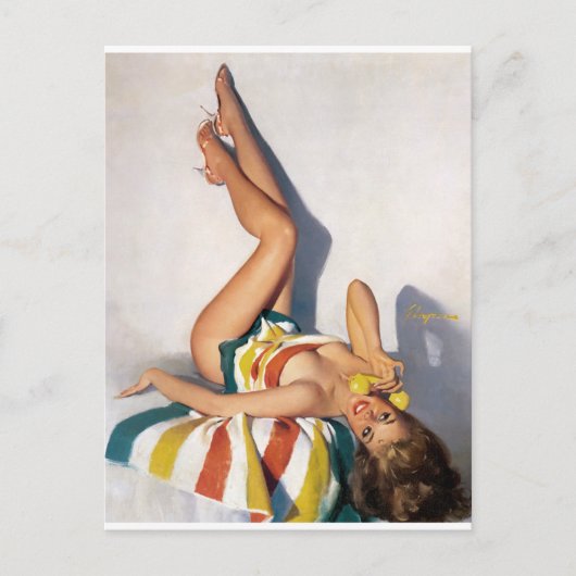Striped Towel Pin Up Briefkaart (Voorkant)