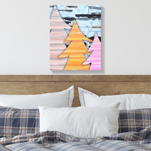 Striped Trees Winter Landscape Scene Canvas Afdruk (Insitu (Slaapkamer))