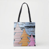 Striped Trees Winter Landscape Scene Tote Bag (Voorkant)