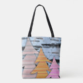 Striped Trees Winter Landscape Scene Tote Bag (Achterkant)