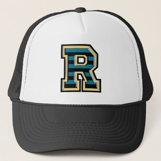 Striped Twist on Classic Letter "R" Trucker Pet (Voorkant)
