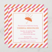 Striped Umbrella Bridal Shower Invitation Kaart (Voorkant / Achterkant)