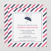 Striped Umbrella Bridal Shower Invitation Kaart (Voorkant / Achterkant)