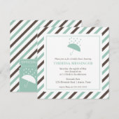 Striped Umbrella Bridal Shower Invitation Kaart (Voorkant / Achterkant)