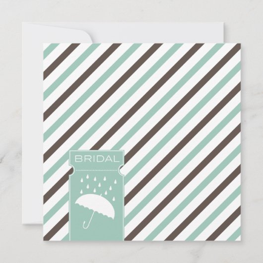 Striped Umbrella Bridal Shower Invitation Kaart (Achterkant)