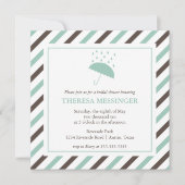 Striped Umbrella Bridal Shower Invitation Kaart (Voorkant)