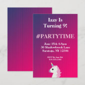 Striped Unicorn Emoji Birthday Party Kaart (Voorkant / Achterkant)