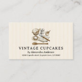 Striped Vintage Cooking Utensils Bakery  Klantenkaartje (Voorkant)