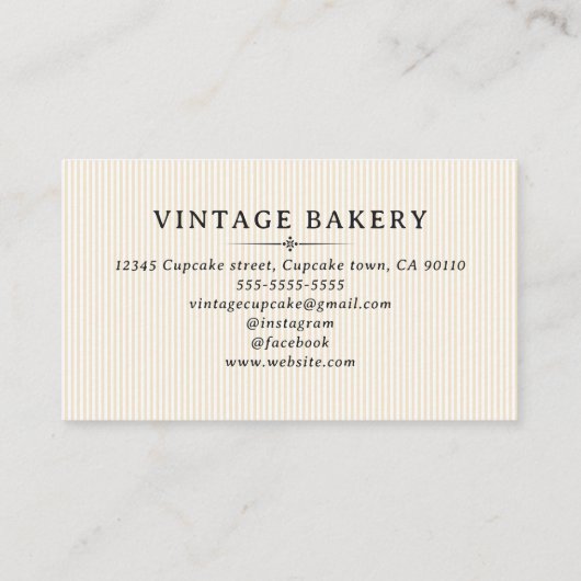 Striped Vintage Cooking Utensils Visitekaartje (Achterkant)