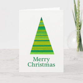 Striped Watercolor Christmas Tree Kaart