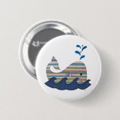 Striped Whale Pinback Button (Voorkant /achterkant)