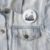 Striped Whale Pinback Button (In situ)