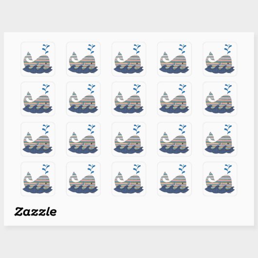 Striped Whale Square Sticker (Vel)