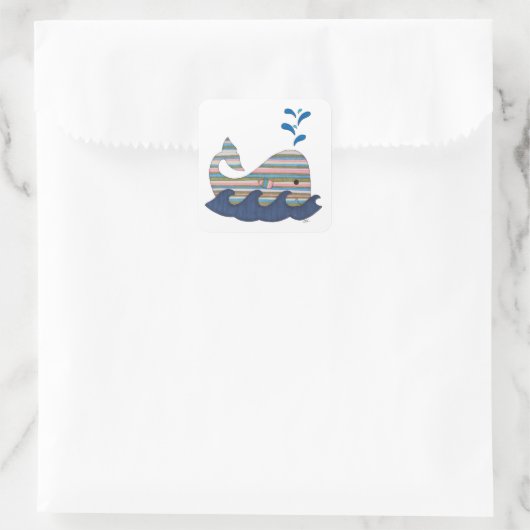 Striped Whale Square Sticker (Tas)