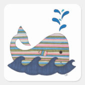 Striped Whale Square Sticker (Voorkant)