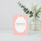 striped whimsical business card visitekaartje (Staand voorkant)