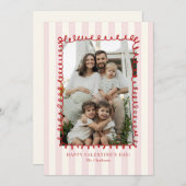 Striped Whimsical Red Frame Valentine’s Day CARD Kaart (Voorkant / Achterkant)