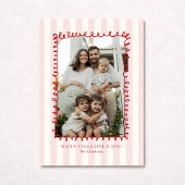 Striped Whimsical Red Frame Valentine’s Day CARD Kaart