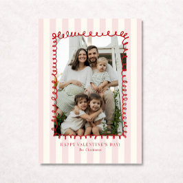 Striped Whimsical Red Frame Valentine’s Day CARD Kaart