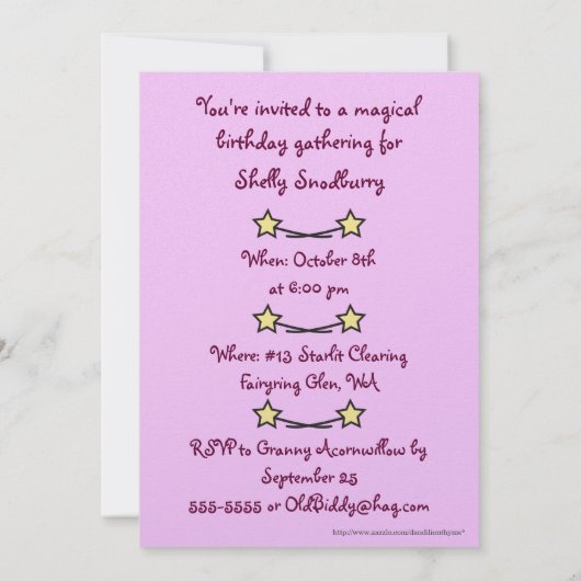 Striped Witchy Wendy 5x7 Birthday Invitation Kaart (Achterkant)