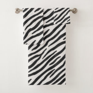 Striped Zebra fur Realistic Exotic Animal Print Bad Handdoek