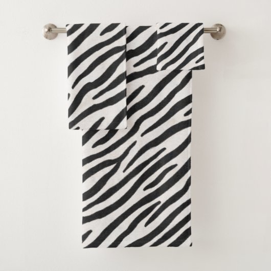 Striped Zebra fur Realistic Exotic Animal Print Bad Handdoek (Insitu)