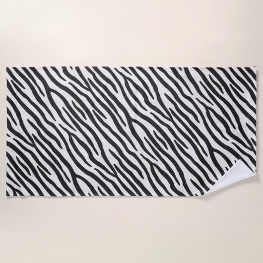 Striped Zebra fur Realistic Exotic Animal Print Strandlaken (Voorkant)