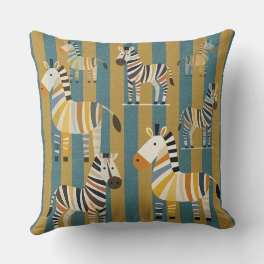 Striped Zebra Kids Throw Pillow Kussen (Achterkant)
