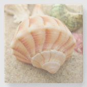 Striped Zee Shell Lightning Welk Stenen Onderzetter (Voorkant)