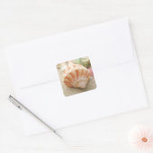 Striped Zee Shell Lightning Welk Vierkante Sticker (Envelop)