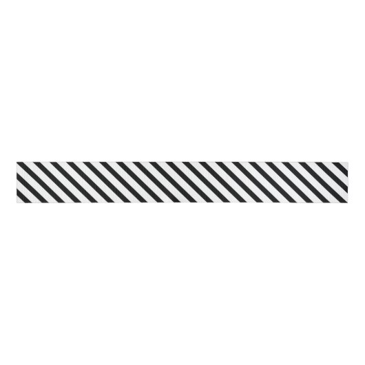 Striped (zwart-wit) | Diagonaal) Aangepast formaat Grosgrain Lint (Voorkant)
