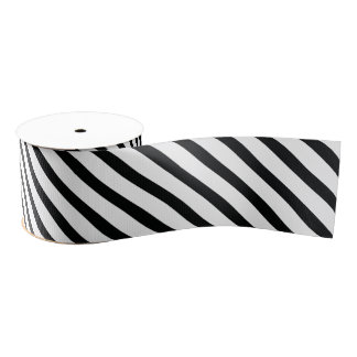 Striped (zwart-wit) | Diagonaal) Aangepast formaat Grosgrain Lint