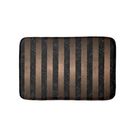 STRIPES1 ZWARTE MARBLE & BRONZE METAL BADMAT (Voorkant)