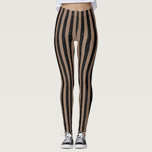 STRIPES1 ZWARTE MARBLE & BROWN COLOCIL PENCIL LEGGINGS (Voorkant)