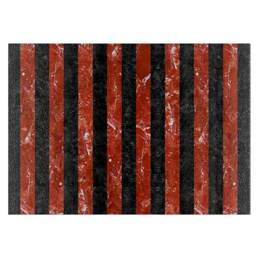 STRIPES1 ZWARTE MARBLE EN RODE MARBLE SNIJPLANK (Voorkant)