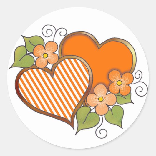 Stripes-002 Sinaasappel Ronde Sticker (Voorkant)